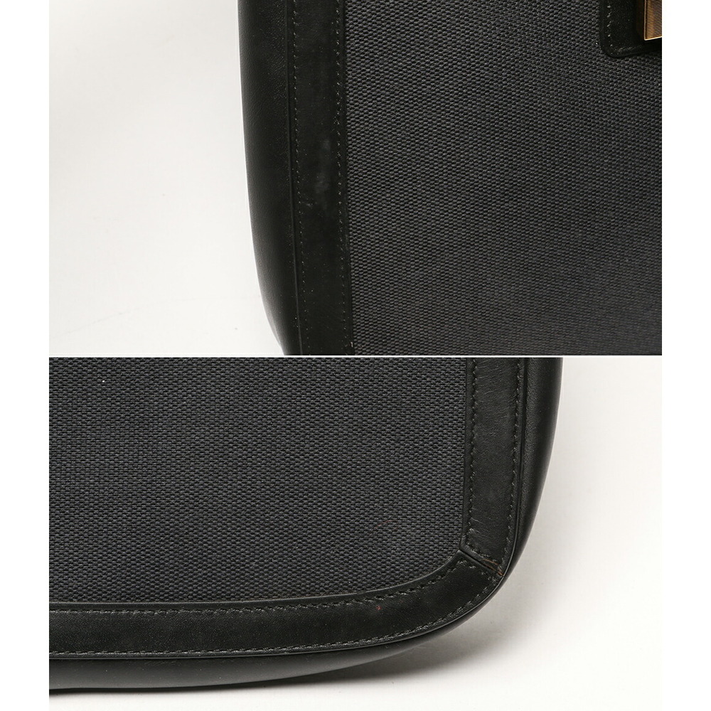 Gucci black canvas leather shoulder bag prominent square G logo - Picture 6 of 6